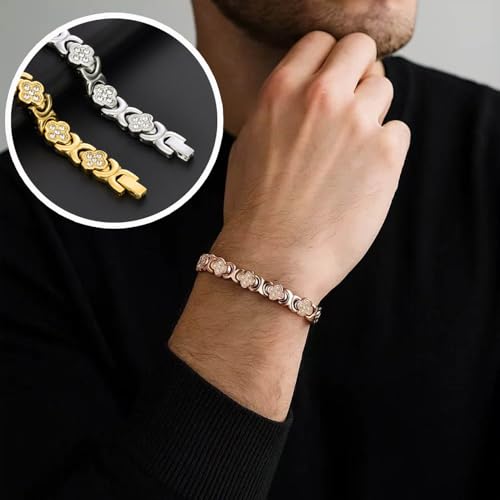 Flower Copper Bracelet, Adjustable Vintage Flower Pure Copper Bracelets with Cubic Zirconia for Men & Women, Four-leaf Clover Jewelry with Gift Box4