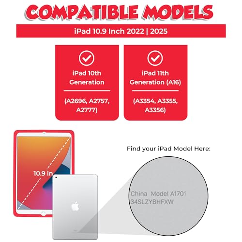 Image of Sonic Kids iPad Case - 10.9 Inch Case for iPad 10th Generation (2022) & A16 11th Generation 11 inch (2025) - Tablet Cover with Stand, Shockproof Silicone Protector