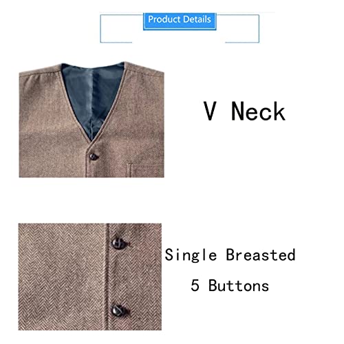 Men's Formal Suit Vest with Pockets Wedding Waistcoat for Big and Tall Men Party Business Dress Suit (Color : Red, Size : 3XL)4