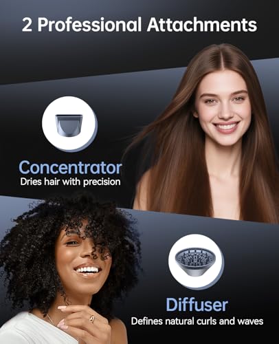 Image of CONFU Hair Dryer with Diffuser, Hair Dryers for Women, Hairdryer with Diffuser Attachment, Blow Dryers for Men, Portable Lightweight Fast Drying Negative Ion Hairdryer for Home