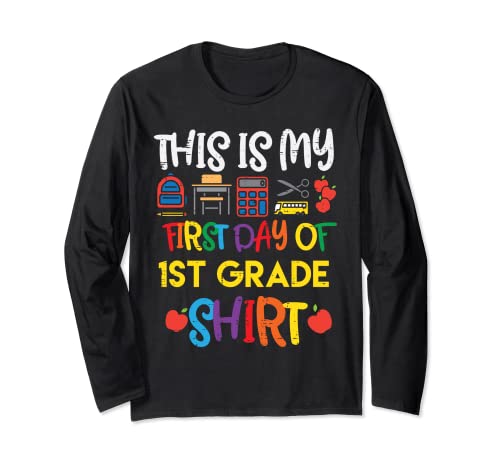 Camiseta My First Day Of 1st Grade Back To School Boys Girls Manga Larga