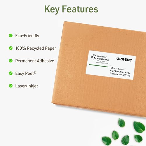 Image of Avery EcoFriendly Recycled Shipping Labels, 2 inch x 4 inch, White, Permanent Adhesive, Laser & Inkjet Printers, 250 Total, Great for Shipping and Mailing, Product Merchandising, and More (48263)