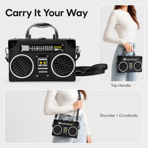 Image of QZUnique Tape Shaped Shoulder Bag Radio Recorder PU Crossbody Bag Women's Retro Evening Bag Handbag Clutch Purse