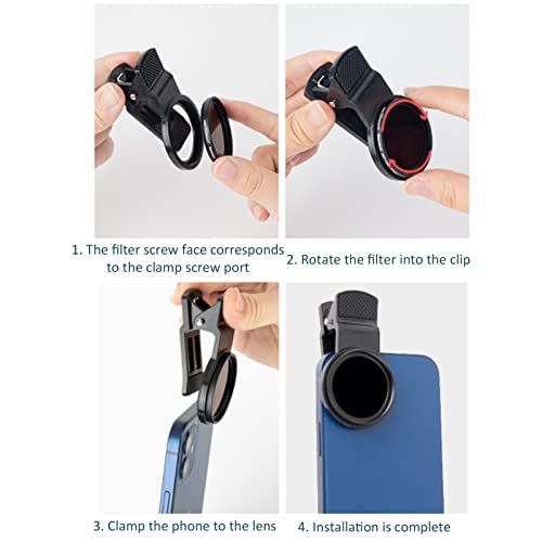 Cell Phone Special Effects Filter, 37mm Fractal Glass Filter Quad Prism Lens Filter, with Detachable Clip - Image 3