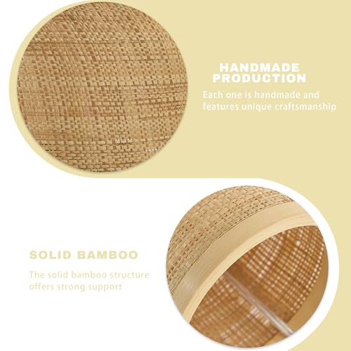 Image of 15 inch Small Table Lamp for Bedroom, Boho Bamboo Bedside Lamps for Nightstand | Farmhouse Desk Lamp for Living Room, End Tables, Kids Room, Home Decor, Office, Handwoven Shade, E26, Natural