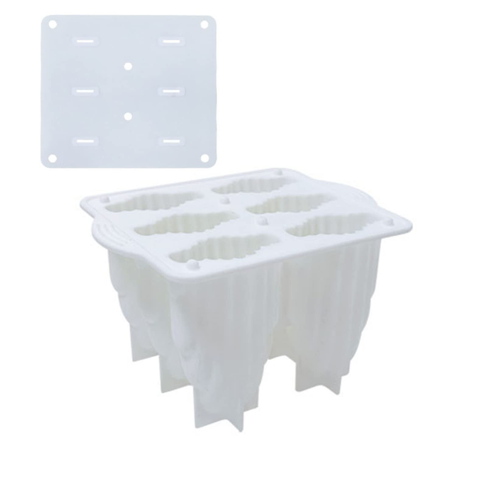 Buxuaaaa 6 Cells Ice Cream Mold Ice for Pop Popsicles Maker Cube Molds Accessories 3 Colors Silicone Cream Molds Shapes