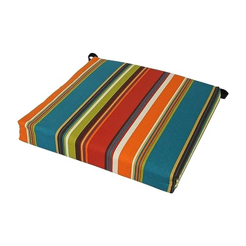 Orange Color Stripe Pattern Indoor/Outdoor Cushions for Patio Furniture 19 in. D X 20 in. L X 20 in. W X 3 in. H Size, Fade & Uv Resistant Zipper-Closed | All Season Pretty Blue Shade, Highly Durable