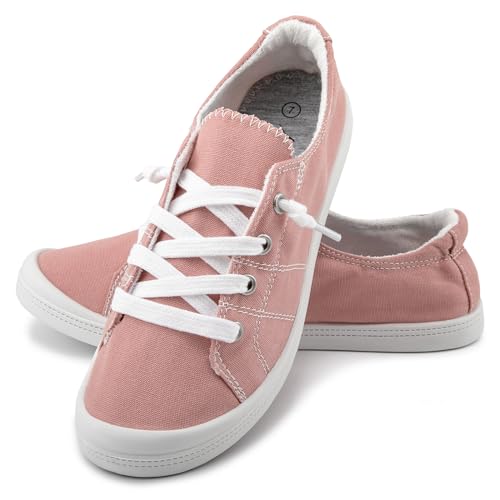 Image of Womens Slip On Shoes, Canvas Low Top Sneakers, Casual Classic Flat Shoes | Comfort Fashion Sneaker with Non Slip Rubber Outsole, Lightweight Tennis Shoes for Walking, Shopping, Picnic, Travel