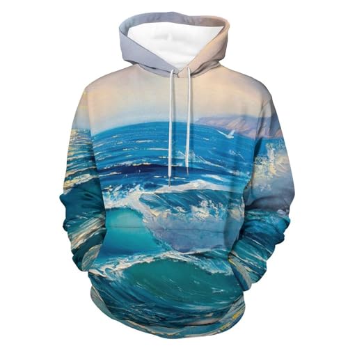 Sweats à capuche paysage UMENG pull chaud avec manches longues et poche pour homme et femme