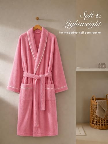 Image of RANGOLI Sunshine 100% Cotton Bathrobes For Women, 500 GSM Free Size Bath Robe With Rope,Ultra-soft, Lightweight & Highly Absorbent Luxurious Bath Gown /Bath Robe