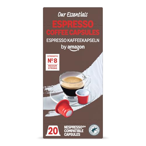 by Amazon Capsule di Caffè Espresso Compatibili con Nespresso, 20 Pezzi - Certificato Rainforest Alliance