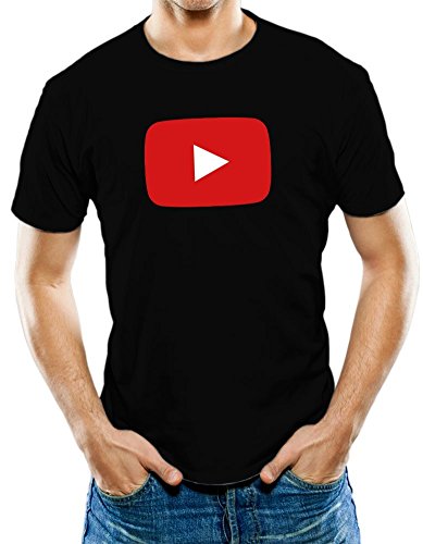 Universal Apparel Men's Play Button T-Shirt Medium Black