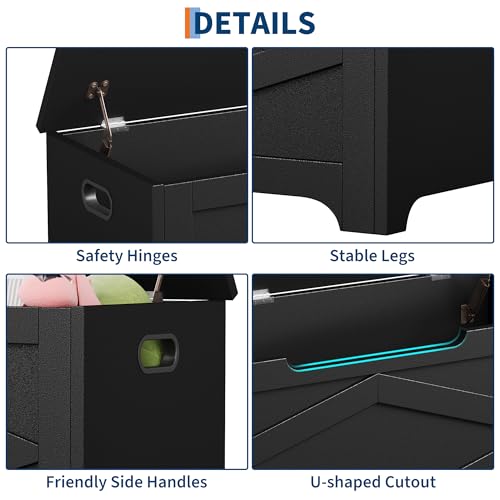 GAOMON Storage Chest, Wooden Toy Storage Bench, Modern Style Lift-Top Toy Chest with Safety Hinge for Entryway, Bedroom, Living Room, Supports 300 Lb and Easy Assembly