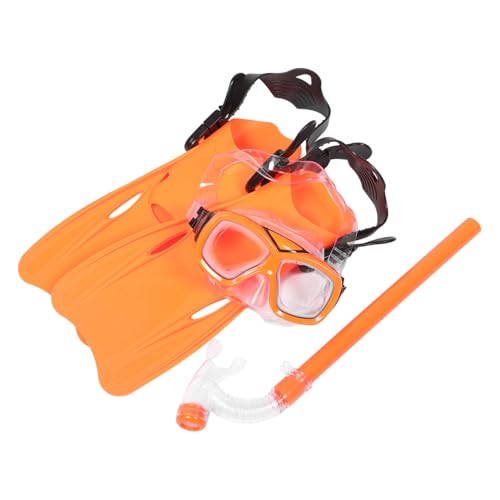Tuba ergonomique anti-fatigue et masque orange de snorkeling enfant