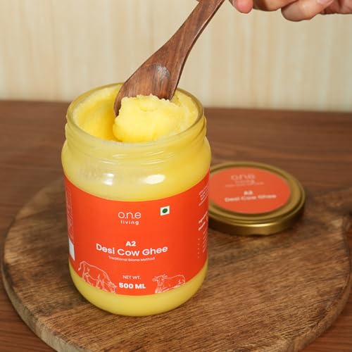 Image of A2 Desi Cow Ghee 500ml, Traditional Bilona Method Ghee, Pure Natural, Healthy, Organic Desi Ghee, Perfect for Cooking, Glass Jar, 500ml