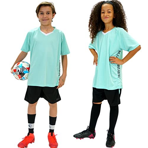 Pairformance Set Of Soccer Sleeve T Shirt Jersey And Shorts For Boys And Girls Sport Team Uniform & Training Indoor/Outdoor. 2 Pieces Clothing Age 10-12 (Large, Green) S9-Green-L #TOP15