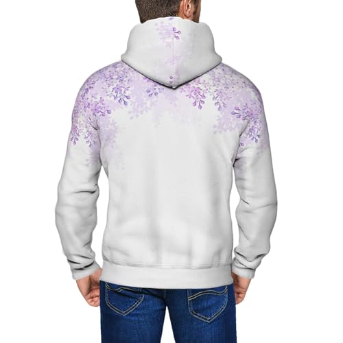 Encadrement de fleurs lilas imprimé sur ce sweatshirt décontracté à capuche