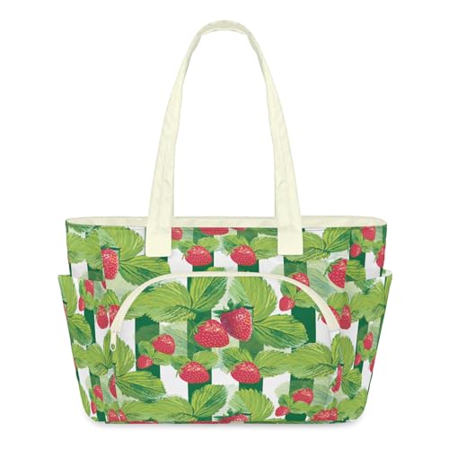 Sac matelassé à motif fraise et framboise grand format pour le travail et le sport