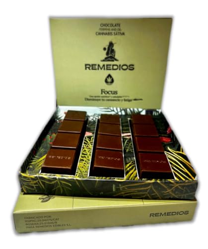 Chocolate Cannábico Remedios FOCUS – Lingotes de Chocolate Blanco & Negro con Gianduja de Pistacho (120 g)