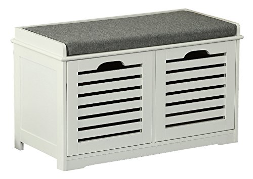 Orolay Banco de Almacenamiento con Acolchados Cojines y 2 Cubos Entrada Zapato Gabinete Dresser Cómodo