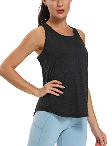 Image of Aeuui Womens Workout Tops for Women Racerback Tank Tops Mesh Yoga Shirts Athletic Running Tank Tops Sleeveless Gym Clothes