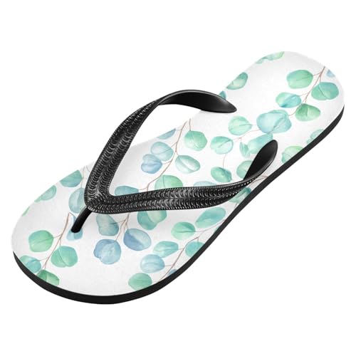 Green Leaves Flip Flops for Beach Thong Sandals Anti-slip Lightweight Shower Shoes for House Indoor Outdoor2