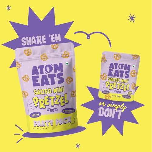 Image of Atom Eats Salted Pretzel Mini Knots 30g - (Pack of 3) | 100% Baked | Savory Snacks, Crunchy Namkeen - Perfect for Snack Box, Parties, On-the-Go Versatile Food Items - Great for Dipping, Solo Snacking