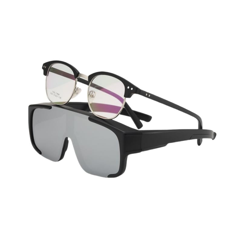 Gafas de ciclismo con clip para gafas de sol con clip sobre gafas graduadas para hombres y mujeres, gafas de esquí, al aire libre, bicicleta, motocicleta, pesca, conducción, Black, Talla única