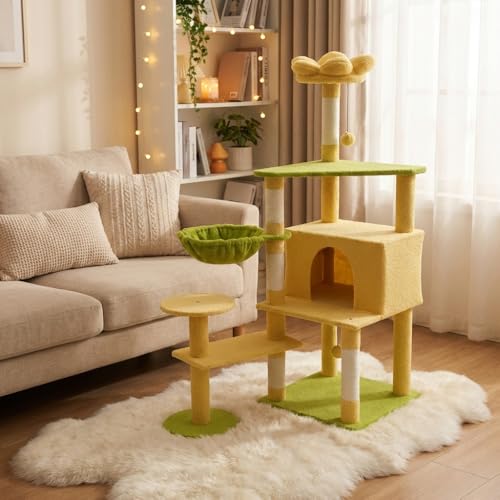 Torre para gatos con casa y rascador 56 pulgadas miniatura 4