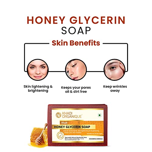 Image of Khadi Organique Handmade Honey Glycerne Soap With Essential Oil Pack Of 3