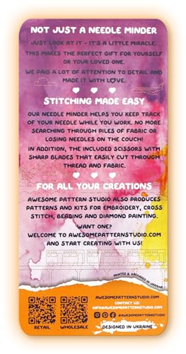 Image of Awesome Pattern Studio Chicago Magnetic Needle Minder Set Includes Needle Minder, 2 Threaders, Crane Scissors. Enamel Pin for Cross Stitch, Embroidery and Craft