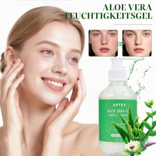 ASYBO Aloe Vera Gel 300 ml – 100% reines Aloe Vera für Gesicht, Körper, Haar, beruhigende und nähren feuchtigkeitsspendende Aloe-Creme für… – Ansicht 5