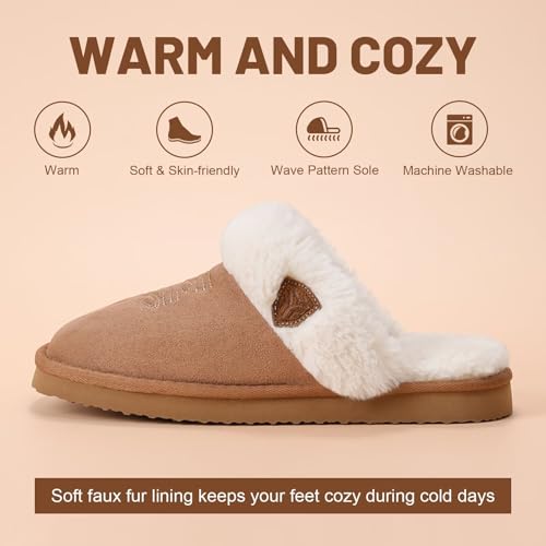 LBF Fuzzy Western Slippers for Women Comfy Winter Fluffy House Cowgirl Boot Slippers with Memory Foam Indoor Outdoor Square Toe2