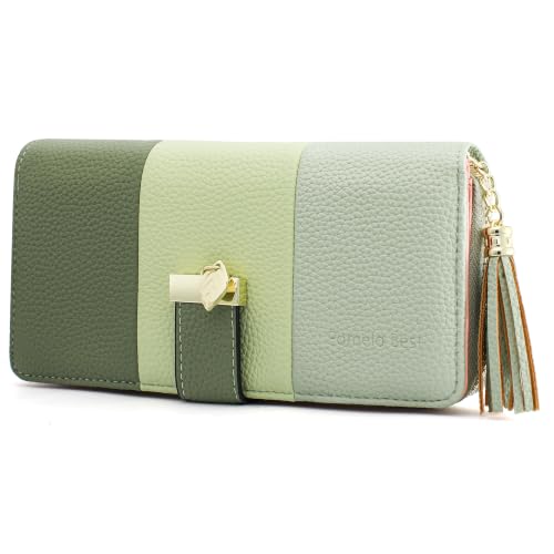 Image of Pomelo Best Womens Wallet RFID Blocking Bifold Multi Card Slots | Large Capacity, 12 Card Slots, Id Window, 3 Compartment, 2 Bill Hoder, Phone Compartment, Zipper Coin Pocket, Soft Leather