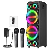 AIRAMP Bocina Bluetooth Grande 86 CM Bocina para Fiesta con 2 Microfonos Inalámbricos Altavoz...