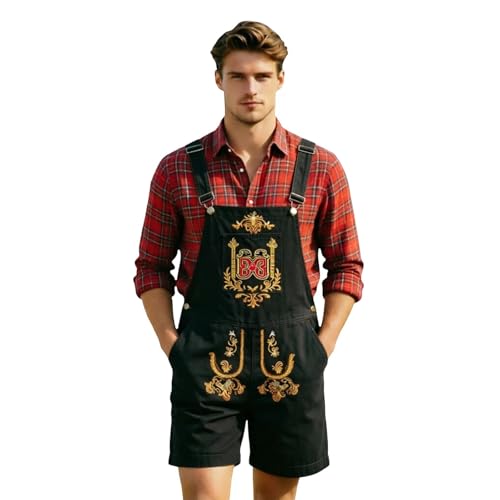 Lederhosen Oktoberfest pour hommes pantalon en cuir traditionnel avec bretelles