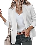 Newffr Womens Casual Blazer Open Front Long Sleeve Work Office Jackets Blazer with Pockets White