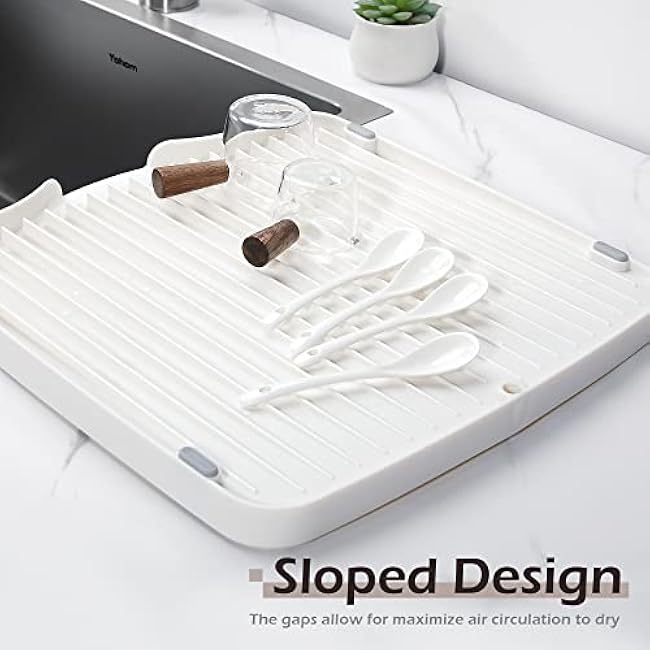 YOHOM Draining Board Tray for Under-Mount Sink Drain Board Plastic Dish Drainer Board for Kitchen Counter Utility Draining Board (White)