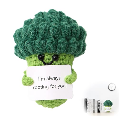 SoeUyd Muñecas de Punto, Muñecos Positivos, Regalo Positividad, Positiva Brócoli, Pequeños Lucky Charms, Adornos para Fiestas, Juguetes Decorativos en Forma de Brócoli para Fomentar la Amistad