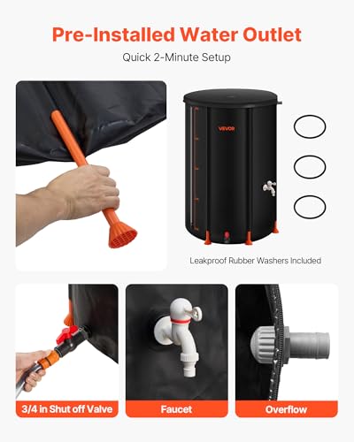 image for VEVOR Collapsible Rain Barrel, 100 Gallon Portable Rain Water Collecti