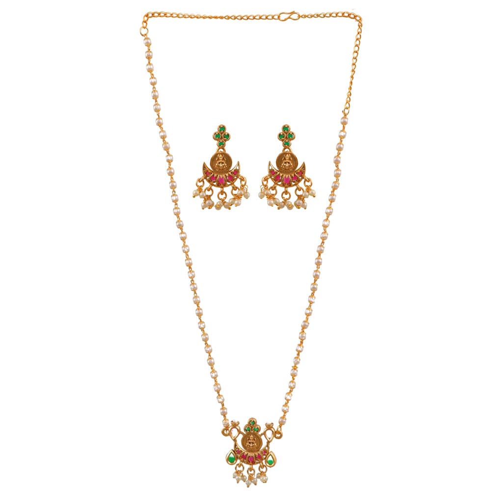 Vientiq Gold-Plated Kempu Jadau Pearl Temple Jewellery Set (B0CRDPLC86) Amazon Price History, Amazon Price Tracker