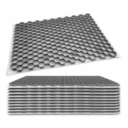10x Rasengitterplatten/Kiesmatten grau | Matte 787x581x26mm | Kiesgitter Rasenwaben Bodenwabe Wabenmatte | 10 Stück