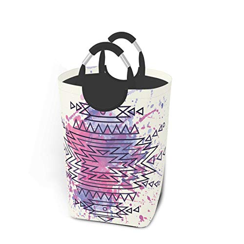Wäschesack,Stammes-ethnisches Motiv-Pinselstrich-Druck,Großer faltbarer Wäschekorb,zusammenklappbarer Wäschekorb,zusammenklappbarer