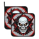 WBQLSL 2 soportes para ollas aislantes del calor, cuadrados de 8 x 8 pulgadas, almohadillas protectoras para hornear, cocinar y asar a la parrilla, patrón de fantasma malvado rojo y negro