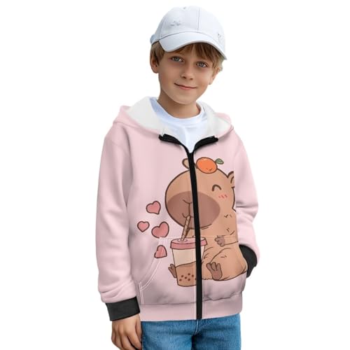 Boys Girls Hooded Hoodie Full Zip Sweatshirt with Pockets for Winter Fall Long Sleeve Fleece Hoodies