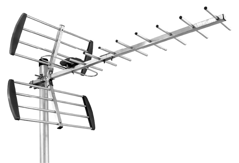 Antenna TV esterna Yagi – Antenna Rastrello TNT HD 4K a lungo raggio, ricezione TV stabile e potente, antenna TV digitale anti-intreccio con cavo coassiale 10 m (K-FR-09E-Black-260521)
