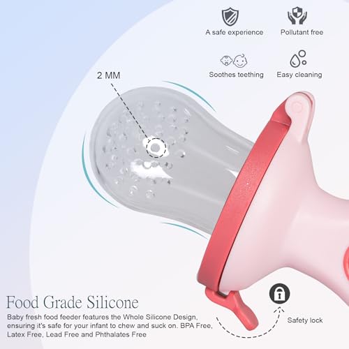 Image of Baybee Silicone Fruit Nibbler & Baby Food Feeder | Baby Teether & Pacifier for 3+ Months Toddlers | Babies Fruit & Food Veggie Teether for Infants | Hygenic & BPA Free Extra Soft Organic- Pacifier