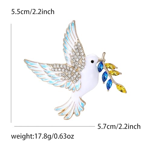 Image of Luxury Enamel Dove Brooches for Women Rhinestone Olive Branch Peace Dove Pins for Friends Gifts holiday Accessories Jewelry