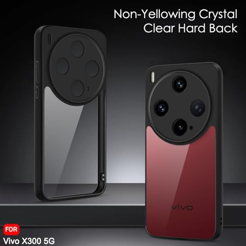 Image of TheGiftKart Hybrid Shockproof Back Cover Case for Vivo X300 5G | Camera Protection Module | Hard Back Cover for Vivo X300 5G (PC & TPU, Transparent Clear Back, Black Sides)