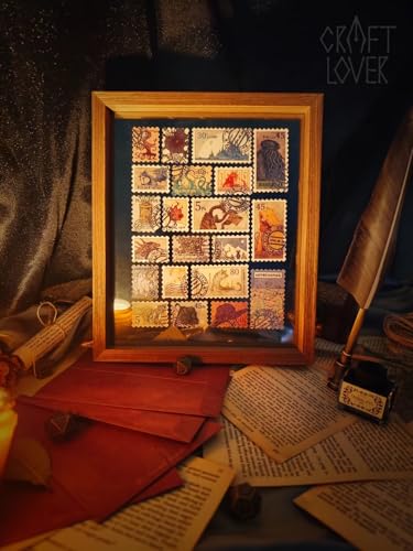 Image of 28 Pieces Cthulhu Stamps Stickers Paper Handmade Vintage Postcards Octopus Monster Bookmarkers Perfect Gift for Worth Collecting Art Gifts Collection (7 * 6.2Inches)